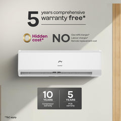 Godrej 2 Ton 3 Star, 5 Years Comprehensive Warranty, 5-In-1 Convertible Cooling, Heavy Duty Cooling At 52°C, Self Clean, Inverter Split AC (Copper, I-Sense Technology, AC 2T EI 24IINV3R32 WWR, White)