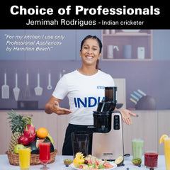 Hamilton Beach Professional Cold Press Slow Juicer with FREE Sorbet Attachment, Smart PurePress Technology, Slow Juicer for Fruits & Vegetables
