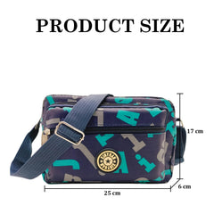 MOMISY Women Mobile Messenger cellphone Bag Ladies Nylon Shoulder Cross Body Long Strap for College, Outing, Travelling, Work (Medium, BlueLetter)
