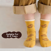 SYGA 5 Pairs Baby Socks, Toddlers Infant Cotton Stretch Crew Socks with Yellow Dinosaur Design, Suitable for 0-2 Years baby