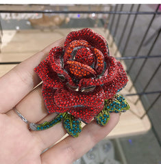 SYGA Brooch Pin Fashion Crystal Rhinestone Jewellery Pin Vintage Accessories Decoration Clothing Bouquet Brooches for Bridal Women Girl (REDROSE)