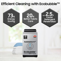 Samsung 7 kg, 5 Star, Eco Bubble Technology, Digital Inverter Motor, Soft Closing Door, Fully-Automatic Top Load Washing Machine (WA70BG4441YYTL, Lavender Gray)