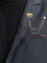 SYGA Men's & Women Suit Shirt Stud Lapel Pin Chain Tassel Brooch Pin with Crystal Chain(New Golden Crown)