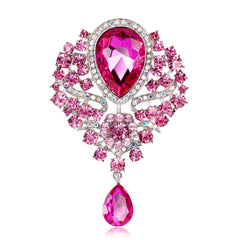 SYGA Brooch Pin Fashion Crystal Rhinestone Jewellery Pin Vintage Clothing Accessories Decoration Glass Pendant Pink Brooches For Women- S247