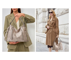 SYGA Women's Shoulder Leather Crossbody Tote Bag with Multiple Internal Pockets in Pretty Color (GRAY)