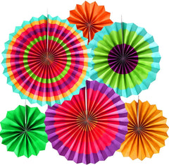 SYGA Paper Hanging Fans, Hanging Fiesta Paper for Decoration Set, Blue - Pack of 12