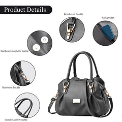 SYGA Women's Bags Soft Leather Middle-Aged And Elderly Women's Bags Single Shoulder Crossbody Bag(Grey)