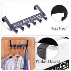 SYGA 6 Hooks Hanger Over The Door Hook Hanger(Black)
