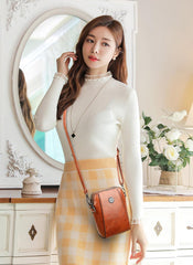 SYGA Women's Soft Leather Crossbody Mini Small Bag Fashion Vertical Style Small Mobile Phone Bag(Yellow)