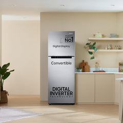 Samsung 236 L, 3 Star, Convertible, Digital Inverter with Display Frost Free Double Door Refrigerator (RT28C3733S8/HL, Silver, Elegant Inox)