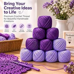 Crochet Cotton Thread Yarn Combo, 10 Rolls for Knitting, Crochet, Embroidery and Craft Making, Soft Decorative Thread for Handmade DIY Projects, Yellow & Green