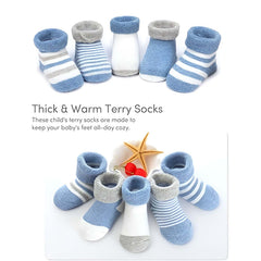 MOMISY 5 Pairs Tube Socks for children Toddlers Infant Baby Girl Boys (Blue, 0 year to 1 year)