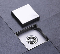 SYGA 304 Stainless Steel Square Shower Room Floor Drain Sanded Finish 15 x 15 cm