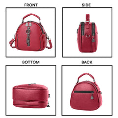 SYGA Women's Crossbody Bag, Zip Top, PU Leather Shoulder Bag (Red)