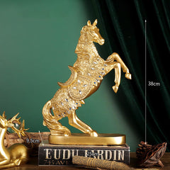 SYGA Atmospheric Golden Horse Resin Ornaments Home Office Bookcase TV Cabinet Model Room Decoration