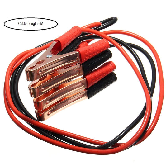 SYGA Black & Red 2M 500A Copper Wire Auto Battery Line Emergency Cable Line Cable for Petrol car only Clip Car Electronics Jump Starter