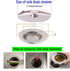 SYGA heavy duty Rust free Large Stainless Steel Kitchen Sink Strainer Plug, Filter Stopper Mesh Jali Long Hair Food Blockages Cleaning Tool for Bathroom Kitchen Sink, 11.3 cm (Suitable for drain diameter 7.3cm to 9.0cm)