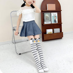 MOMISY 1 Pair of Baby Spring Winter And Autumn Combed Cotton Long Tube Knee-High Socks Suitable Age of 3 to 12 Years (StripeTiger, 3-12Y)