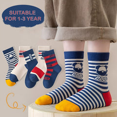 MOMISY 5 Pairs Baby kids Girl Boys Toddlers InfantmCotton Stretch Baby Socks (IN, Age, 1 Year, 3 Years, Cool Bear)