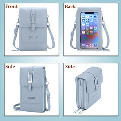MOMISY Mobile Bag Cellphone Sling Card Holder Wallet Handbag, Transparent Screen, Crossbody Multi-function Shoulder Bag for Girls-Belt (Blue)