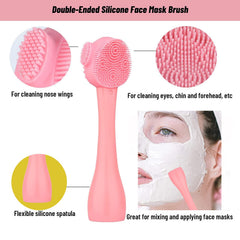 SYGA Face Cleasing Brush Silicone Face Scrubber Exfoliating Wash Brush Dual Face With Flexible Spatula Nose Cleaning Cream Applicator Mask Collector Great for Face Clean Care and Make Up- Green, 2pcs