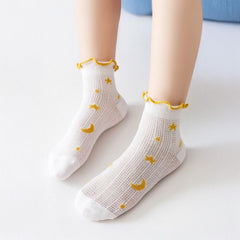 MOMISY 5 Pairs Baby Kids Girl Boys Tube Socks Toddlers Comfortable Ankel Length gifts (IN, Age, 3 Years, 5 Years, Lace White)