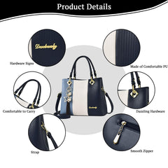 SYGA Handbags for Women with Multiple Internal Pockets in Pretty Color Combination, Women's Satchel Handbag(NAVY BLUE)
