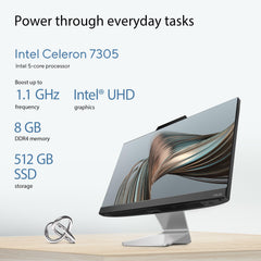 ASUS AIO A3202,21.45" FHD,Intel 7305, All-in-One PC for Students(8GB/512GB/Windows 11/MS Office 365 Basic (1Year)*/Office 2024/Black/4.84 Kg), with Wireless Keyboard & Wireless Mouse,A3202WBA-BPB006WS