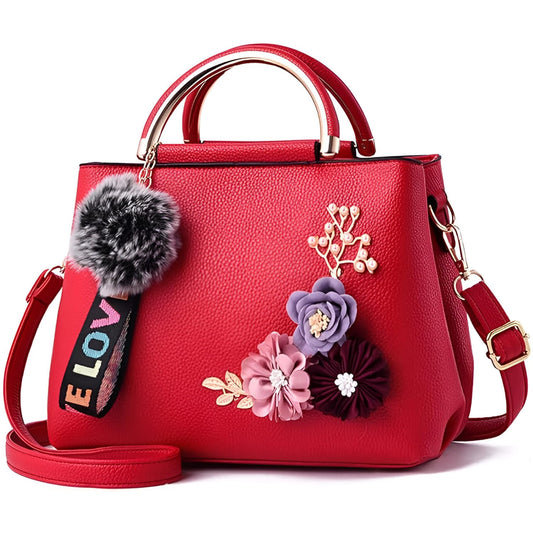 SYGA Women's Fashion Handbag 3D Flower Design One-Shoulder & Crossbody Bag Elegant & Versatile Purse for Daily Use