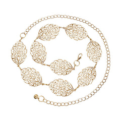 SYGA Women's Metal Belt, Fashionable And Versatile,Leaf Hollow Air Decorative Dress Waist Chain(Gold)