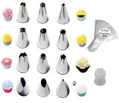 SYGA Stainless Steel Russian Piping Nozzles for Cake Decoration (Set of 12)(Silver)