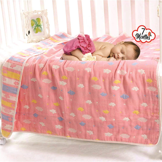 SYGA Babys First Year Growth Blanket Month Milestone Cards Game, Cotton, one Size_Pink