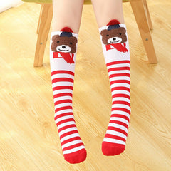 MOMISY Girl's 1 Pair of Baby Spring Winter And Autumn Combed Cotton Long Tube Knee-High Socks Suitable Age of 3 to 12 Years (IN, Age, 3 Years, 12 Years, RedWhiteStripes)