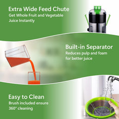 Rico 350W Electric Juicer made with Japanese Technology | ISI Marked & Fully Automatic | Portable, Compact Design, Slow Juicing Process to Extract Maximum pulpy Juice from Fruits & Vegetables