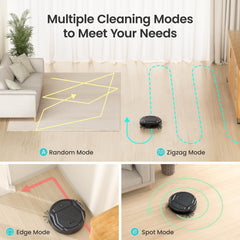 LEFANT M210P Robot Vacuums, 120mins Runtime, 6 Cleaning Modes, Self-Charging Robotic Vacuum, Ideal for Hard Floor(M210P Black), 2200 Pa