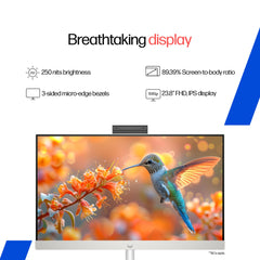 HP All-in-One, 13th Gen Intel Core i5-1334U (16GB DDR4, 512GB SSD) IPS, Three-Sided, Micro-Edge, Anti-Glare, FHD, 23.8''(60.5 cm), Win 11 Home, Office 24, 5.27kg, FHD Camera, 24-cr0486in