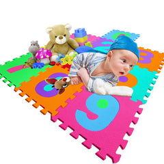 SYGA 10 Pcs EVA Foam Baby Play Mat of Number Puzzle - Great for Kids to Learn and Play - Interlocking Puzzle Pieces (Assorted Color)