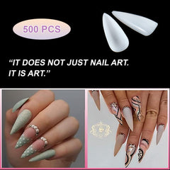 SYGA Tshape False Nails and Glue Bottle Professional Brush On Nail Tip Glue for Press On Nails Fake Nails Long Lasting Press On Nails for Women and Girls- Transparent, 500 pieces