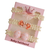 Baby Girl Hair Braids Lace Flower Headband, Pink