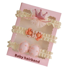 Baby Girl Hair Braids Lace Flower Headband, Pink