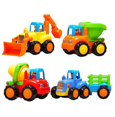 Syga Unbreakable Happy Engineering Construction Vehicles Including Tractor/Bulldozer/Dumper/Cement Mixer Toy for Kids/Toddlers/Infants/Children/Baby/Pull Back car Set of 4