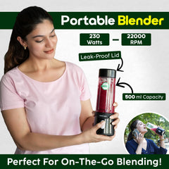 InstaCuppa Stainless Steel Portable Blender for Smoothies & Juices,Mixer Juicer that Crushes Ice,Electric Shaker USB Rechargeable Battery with 4000 mAh 230 Watts Motor,500 ML Juice Maker,Black