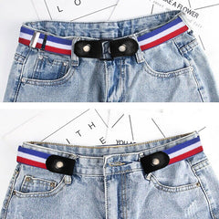 SYGA Jeans Belt Elastic Women's Punch-Free Decoration buckle Style Lazy Belt