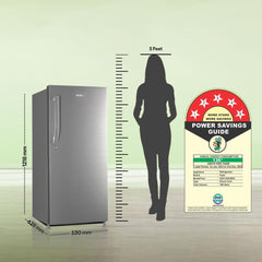 Haier 190L 5 Star Direct Cool Single Door Refrigerator | 3 Toughened Glass Shelves | Fast Ice Making in Just 60 minutes | Large Veg Box| Easy Clean Back (HED-205DS-P, Dazzle Steel)