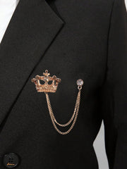 SYGA Men's & Women Suit Shirt Stud Lapel Pin Chain Tassel Brooch Pin with Crystal Chain(Golden Champagne Diamond)