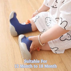 MOMISY Baby Socks Animal Themed, Funny Cartoon Printed Cotton Socks with Shoes - Soft, Non-Slip, and Comfortable Size 12-18M(BlueFox-22-23)