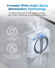 ECOVACS Winbot W2 Pro Omni Portable Window Cleaning Robot,Intelligent Cleaning with Three-Nozzle Wide-Angle Spray Technology,Win SLAM 4.0 Path Planning,Deep Edge Cleaning,5500Pa Suction Power,White