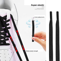 MOMISY No Tie Elastic Shoelaces, Semicircle Shoe Laces For Kids and Adult, Sneakers Shoelace Locks Laces Shoe Strings, Black
