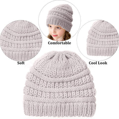 SYGA Winter Woolen Hat Knitted Warm Wool Hat for Girls and Boys (Beige) 6MONTH-5 Years