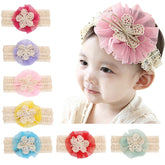 SYGA Pack Of 5 Pcs Baby Headbands Nylon Soft Flower Strechable Hairbands Bow Headband Newborn Infant Toddlers Kids 0-3 Year(Multicolor)